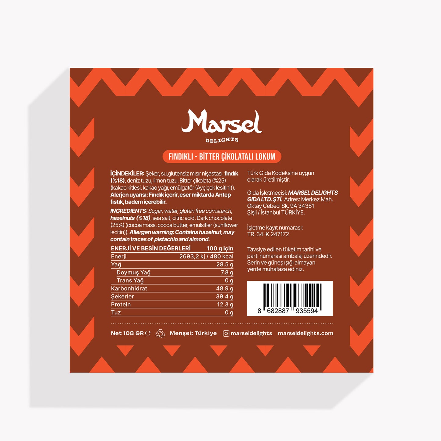 Fındıklı Bitter Çikolatalı Lokum