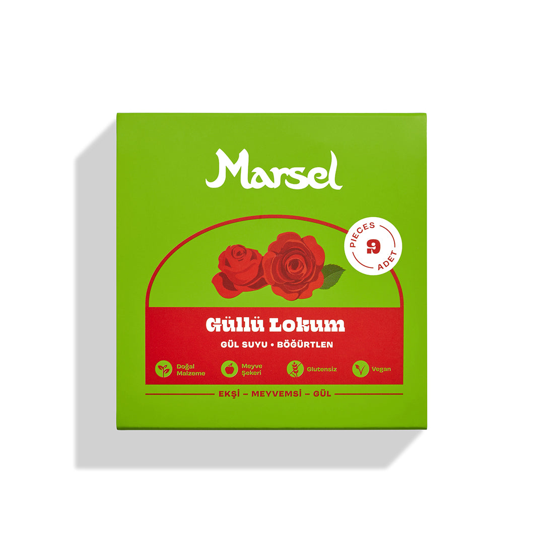 Marsel Delights Güllü Lokum Kutusu 9 Adet (ön taraf)